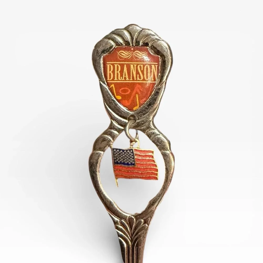 Branson Missouri Souvenir Spoon‎ with American Flag Hanging Charm
